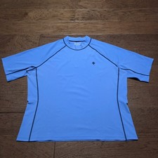 COOLIBAR UPF 50 Men's Tulum Short Sleeve Surf Sun Shirt Rash Guard Blue 2XL XXL