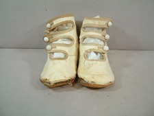 Antique High Top Leather Baby/Doll Toddler Button Up 3 Strap Shoes AS IS