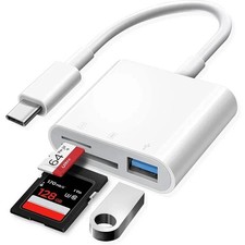 USB C to SD Card Reader, 3-in-1 Hub Converter, Micro SD TF Memory Type-C Adapter