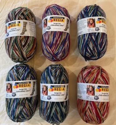 REGIA 6 x 100g Sock Yarn 'Colorations Color  4 Ply Superwash Made In Italy Wool