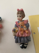 Dollhouse Miniature Resin Little Girl Doll the Teddy Bear Sitter 1:12 RARE