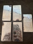 Lot of 5 Republic Metals Corp RMC 10 oz .999 Silver Bullion Bar 50 oz Oxidation