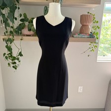 Vintage 90s CDC Petites Black Sheath Dress Size 8 Classic Little Black Dress 
