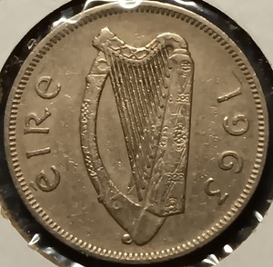 1963 Ireland Florin 2 Shillings, Excellent Condition, Beautiful Details