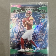 2024 Panini Prizm Fireworks Green Prizm Rookie Jayden Daniels #24 Commanders NFL