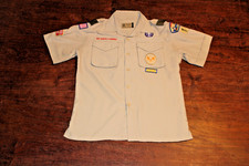 Boy Scouts of America BSA Youth Shirt Tan Large Vented Poly Microfiber Soft
