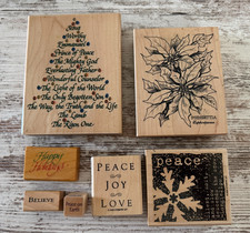 Christmas Holiday Rubber Stamp Lot 7 Mixed Designs