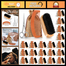 20 Sets Beard Grooming Kit - Boar Bristle Brush, Wood Comb, Scissors  Pouch