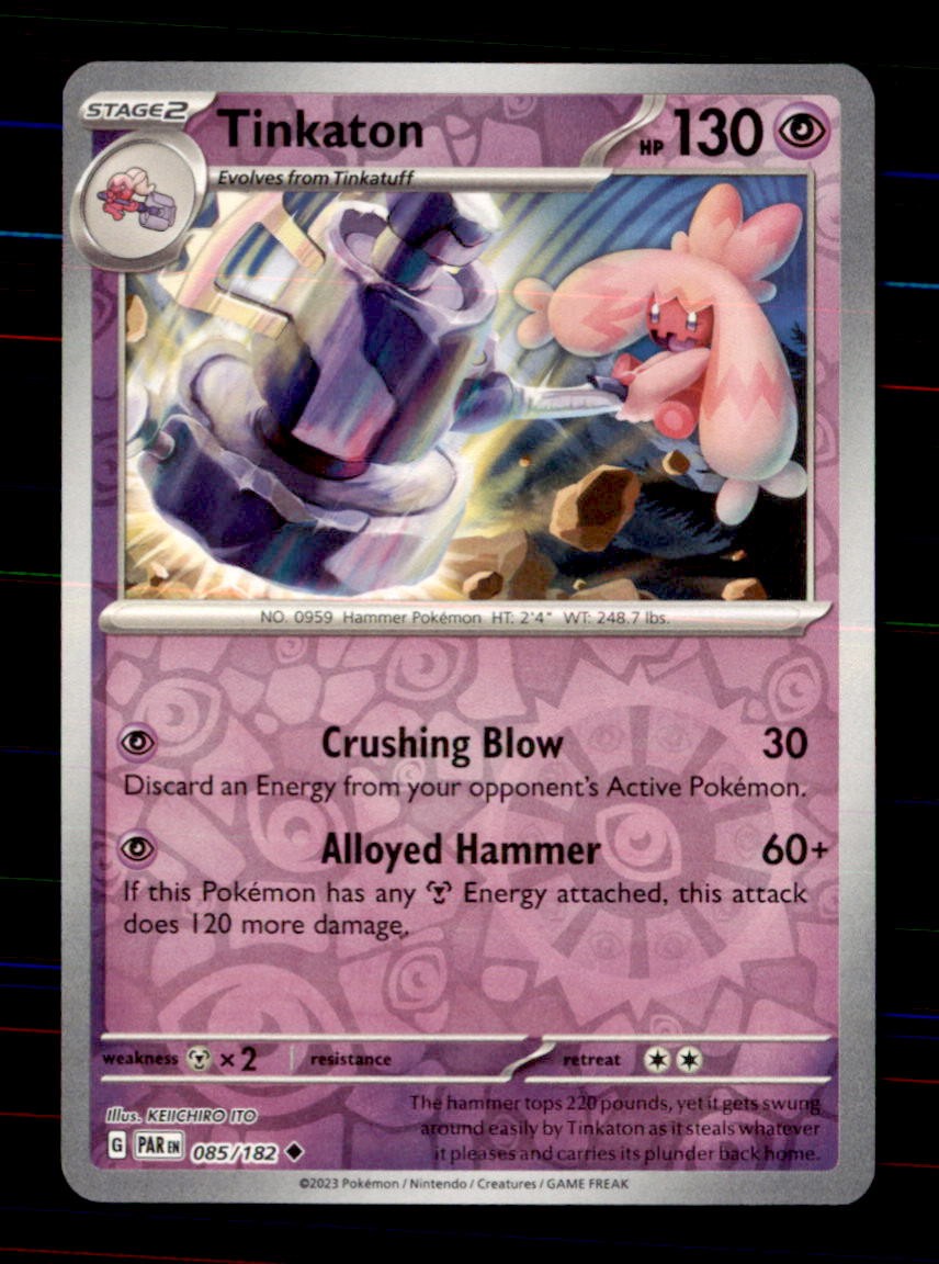 Tinkaton 085/182 Uncommon Paradox Rift Pokemon Reverse Holo Near Mint