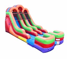 Inflatable Double Water Slide with Blower 15FT Commercial Rainbow w/ Pool
