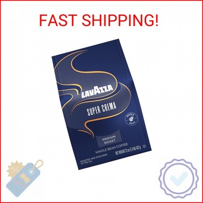 Lavazza Super Crema Whole Bean Coffee, Medium Espresso Roast, Arabica and Robust