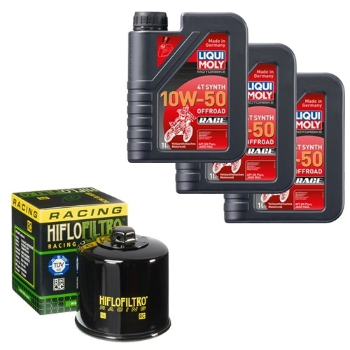 Hiflo ÖL Set Lm 10W-50 Off. Race 3L FüR Yamaha Yfm 350 Fwa Fgz Grizzly 4WD Bj.10-image