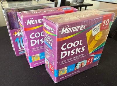 3 Box Lot - 30 Total Floppy Memorex Cool 3.5'' Disks 1.4 MB HD PC Formatted - NEW
