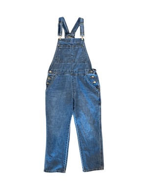 Gap Factory Denim Slouchy Overall Bib Pockets Blue Taper Jean Women's Petite M