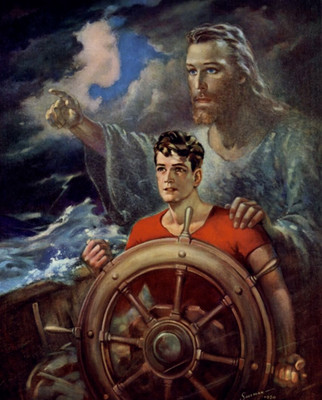 Christ Our Pilot by Warner Sallman vintage painting ART Home Decor