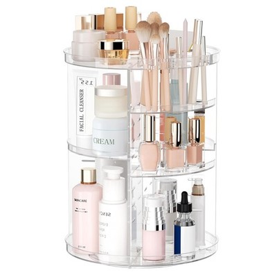 Rotating Makeup Organizer 8 Adjustable Layers Skincare Cosmetic Storage Clear
