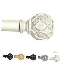 White Farmhouse Curtain Rods for Windows:36-88" 36-88" & 1pack Antique White