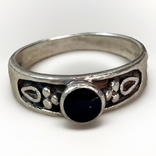 Vintage Sterling Silver Black Onyx Ring Southwestern Style Size 7 Signed
