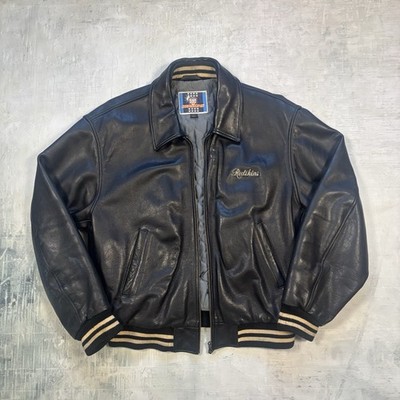 Redskins Vintage Lederjacke XL Schwarz   College Varsity Bomberjacke Büffelleder