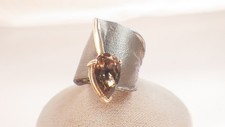 Designer Ring 925 Silber und Gold mit Goldtopas fein verziert feine Handarbeit