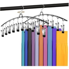 Platzsparende Mehrfach-Hosenbügel 2 Stück – Praktische Klammern + 360° Drehba...