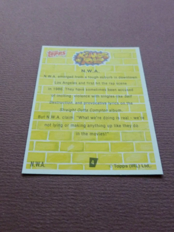 1991 Topps - Kings of Rap - NWA N.W.A EAZY-E - #4 Rookie RC - Image 4 of 4