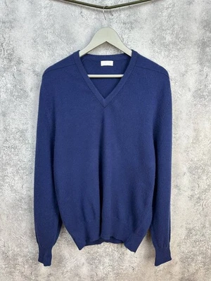 Barrie 100% Pure Cashmere Sweater Scotland V-Neck Vintage Jumper Men's Fit Sz XL