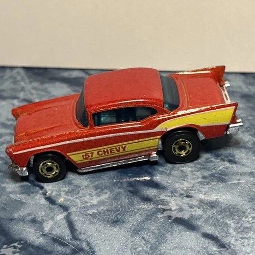 Vintage Hot Wheels 57’ Chevy 1976 Red Blackwall Hong Kong Bel Air BW Die Cast