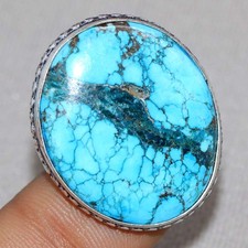 Turquoise 925 Silver Plated Ring US 9 Classy Look Fashion Forwarded Jewelry GW