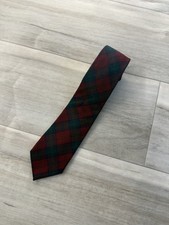 Vintage Flannel Wool Red Green Tie Tartan Plaid Made In USA Ivy Lands End