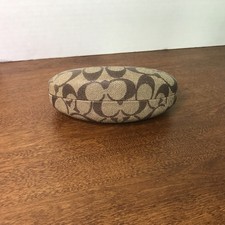 Coach Eye Glass Case Signature Tan Brown Hard Clamshell good condition