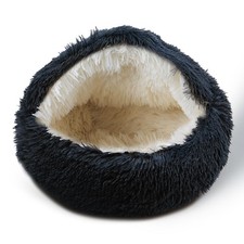 Cat Bed for Indoor Cats, Calming Cozy Cave with Self-Warming Plush, Entire Be...