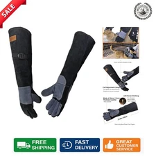 23.6'' Leather Welding Gloves - Puncture & Scratch Resistant for Animal Handling