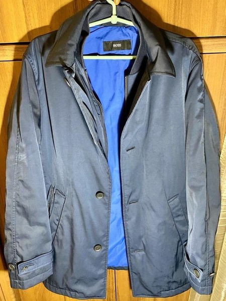 Men Hugo Boss Jacket Navy Cotton 38 / M / 46 #66G5