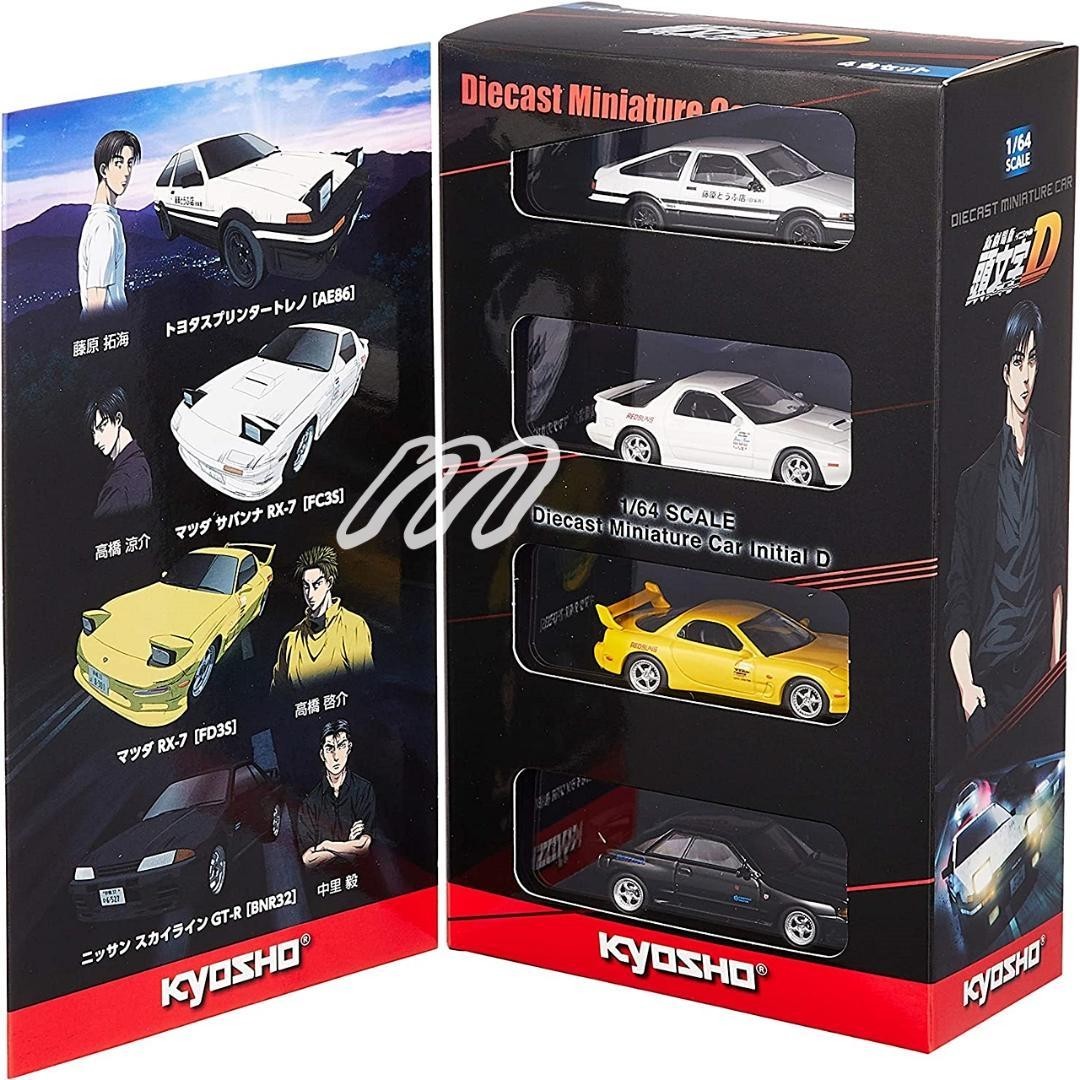 Kyosho Initial D 4pcs Diecast Miniature Car Set 1/64 Scale AE86 RX