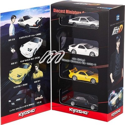 Kyosho Initial D 4pcs Diecast Miniature Car Set 1/64 Scale AE86 RX