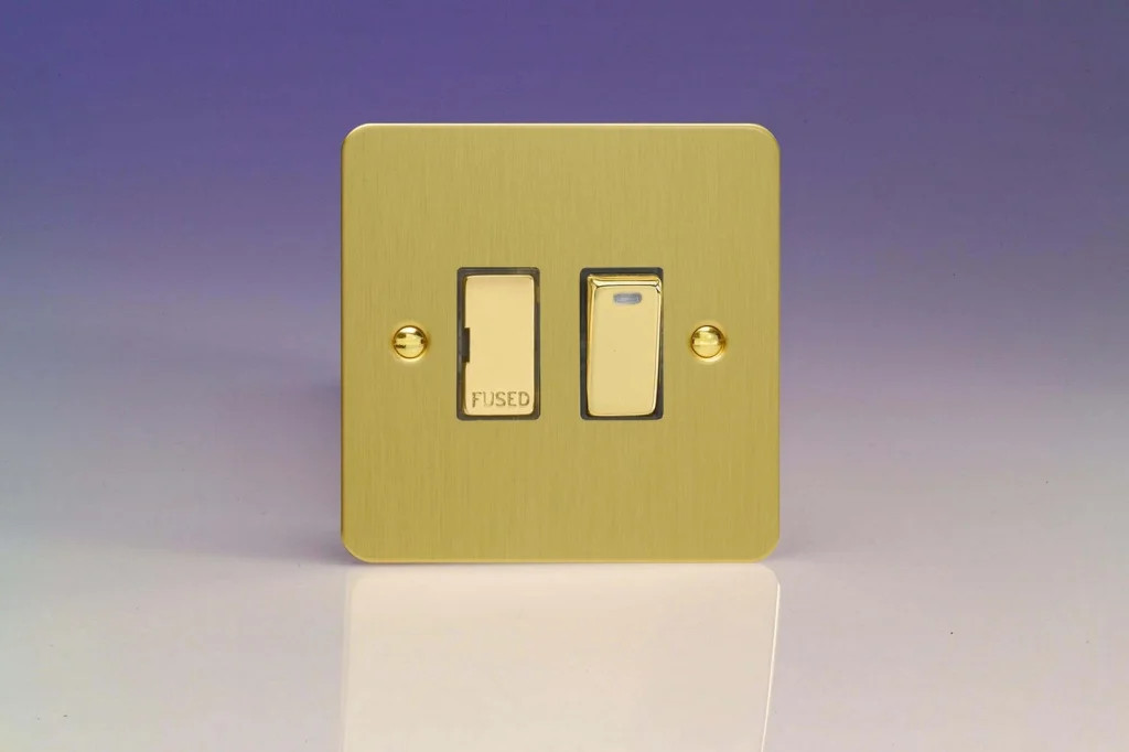 Fused Spur Brass Switched + Neon Ultraflat Brushed Varilight XFB6ND