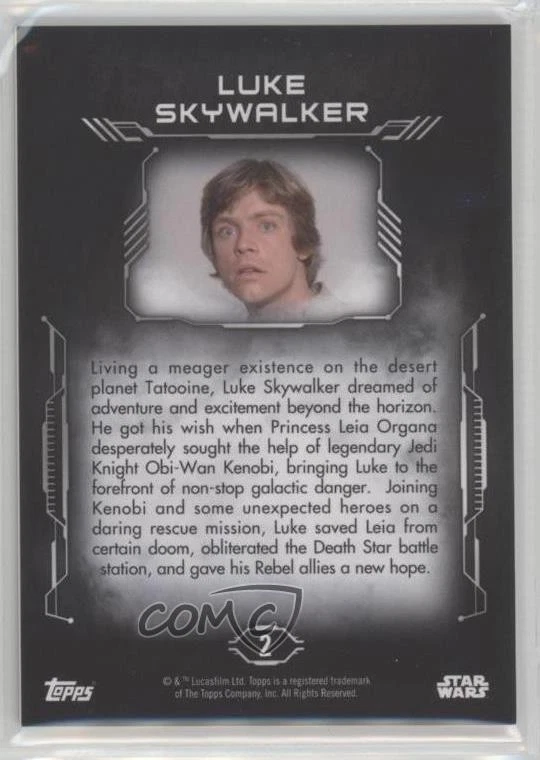 2016 Topps Star Wars Masterwork Luke Skywalker #2 2k3 - Image 2 of 3