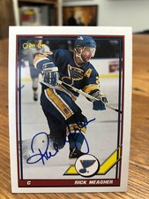 1991-92 OPC O-PEE-CHEE #58 RICK MEAGHER SIGNED AUTOGRAPHED CARD