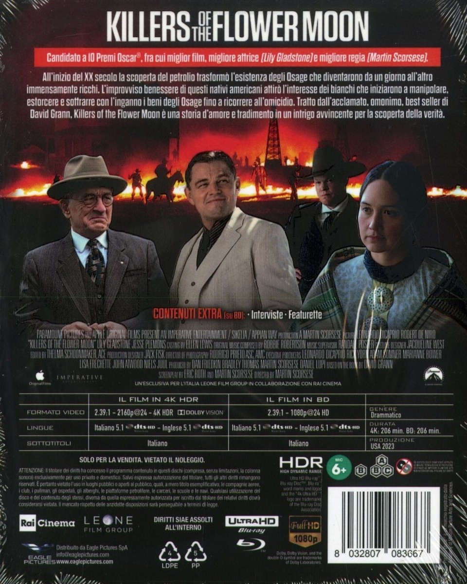 Killers of the Flower Moon (2023) 4K UHD Blu-Ray NEW (4K