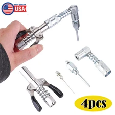 4pcs Grease Gun Fitting Tool Kit 90 Degree Coupler Adapter Needle Tips Dispenser