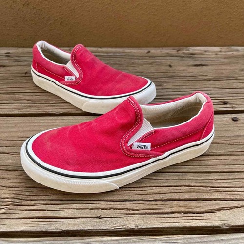 red slip ons vans