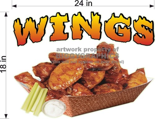 CHICKEN WINGS FUN FOOD VINYL DECAL (CHOOSE A SIZE) STANDS BOARDWALK SHOPS - Picture 5 of 6