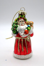 Old World Santa Claus Father Christmas Blown Glass Tree Ornament Traditional