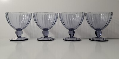 Vintage Ice Cream Dish 4 Cristal DArques Quadro Amethyst 13.25Oz Luminarc Durand