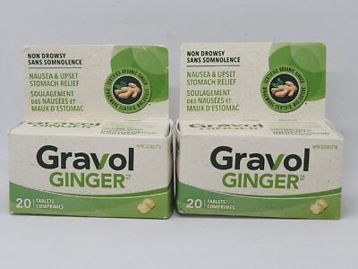 Lot of 2 - Gravol Ginger (20 Tablets, ea. Box) EXP: June 2024