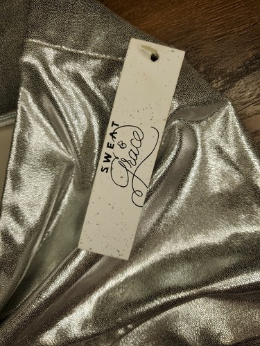 NWT Soffe Sweat & Grace M Junior Womens Dance Shorts Low Rise Stretch Silver M - Picture 9 of 9