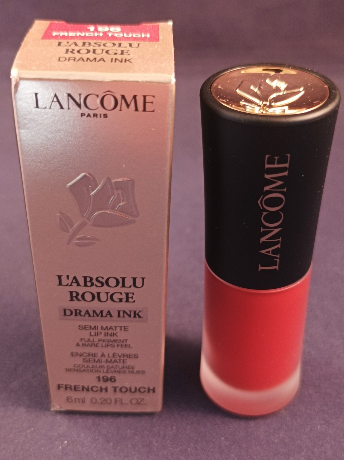 Lancome L'Absolu Rouge Drama Ink 6ml 196 French Touch Semi Matte Lip Ink
