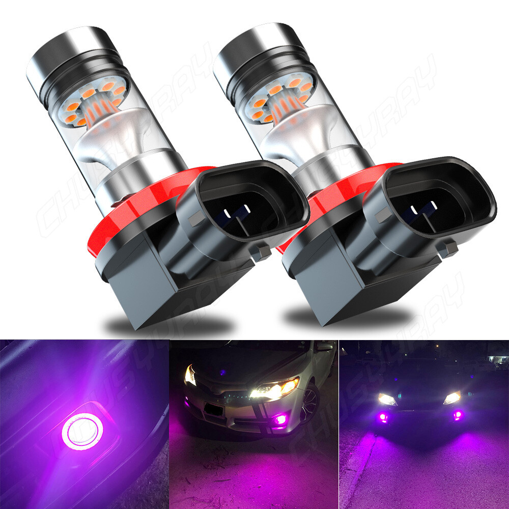 2PCS Pink Purple H8 H11 High Power 21W LED Bulbs For Fog Light DRL
