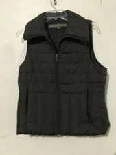  Kenneth Cole Reaction Size M Down Feather Brown Puffer Coat Quilt Vest Women